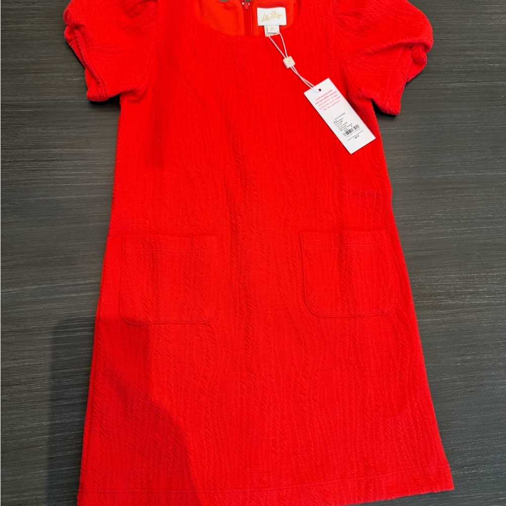Lilly Pulitzer Girls' Red Short Sleeve Pocket Dress